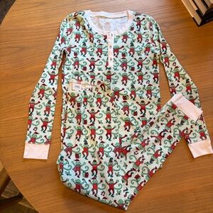 Roller Rabbit Christmas Gift Kids Pajama Set Red & Green Monkey Print Size 10